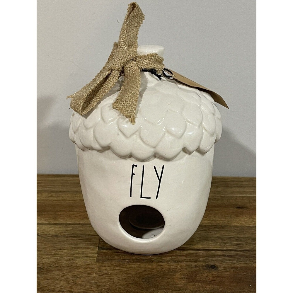 Rae Dunn by Magenta White "FLY" Acorn Birdhouse Artisan Collection by Magenta